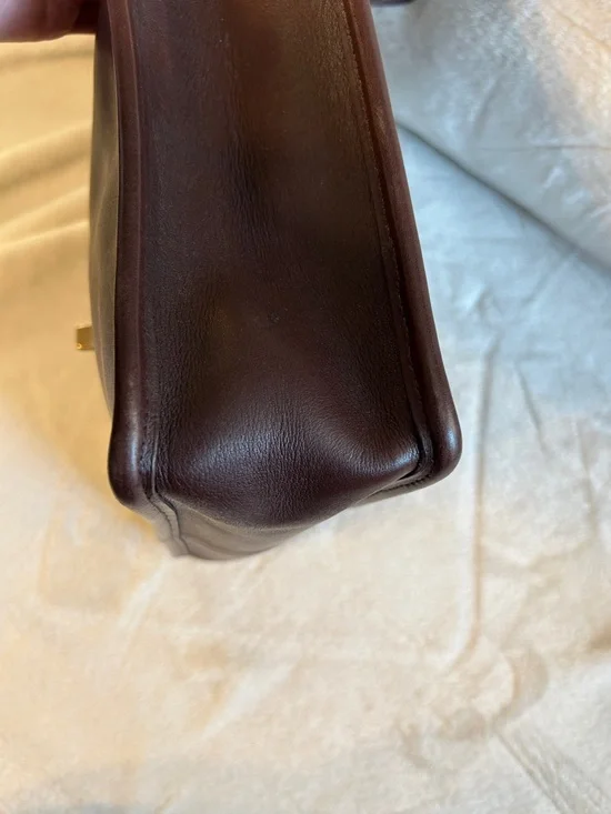 Coach Brown Vintage Willis Leather Top-Handle Satchel with Gold-Tone Turn Lock - Picture 9 of 13